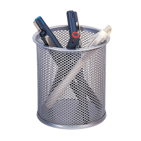 Q Connect Mesh Pen Pot Silver 370782 F