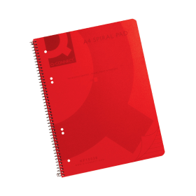 Q Connect Notebook Spiral Bound Ruled Margin 160 Pages A4 Red 5 Pack 140464 F