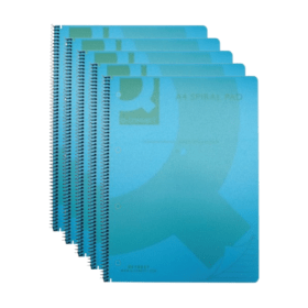 Q Connect Notebook Spiral Ruled Margin 160 Pages A4 Blue 5 Pack 114733 F