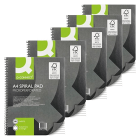 Q Connect Notebook Spiral Ruled Margin 160 Pages A4 Grey 5 Pack 138025 F
