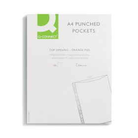 Q Connect Punched Pocket A4 Orange Peel 100 Pack 102498 F