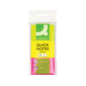 Q Connect Quick Notes 50 Sheets 38mm x 51mm Neon 3 Pack 129492 F