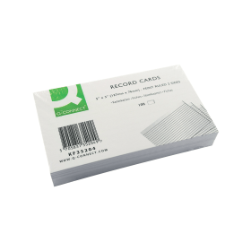 Q Connect Record Card 127mm x 76mm Ruled Feint White 100 Pack 180276 F