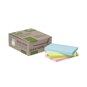 Q Connect Recycled Notes 100 Sheets 127mm x 76mm Pastel Rainbow 12 Pack 614480 F