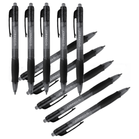 Q Connect Retractable Ballpoint Pen 0.5mm Line Black 10 Pack 119519 F