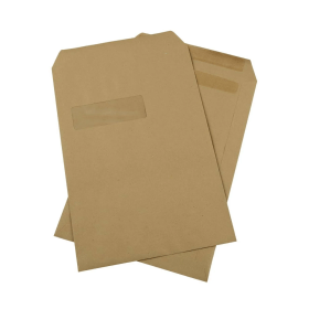 Q Connect Self Seal C4 Windowed Basketweave Pocket Envelope 115gsm Manilla 250 Pack 137017 F