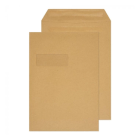 Q Connect Self Seal C4 Windowed Pocket Envelope 90gsm Manilla 250 Pack 461802 F