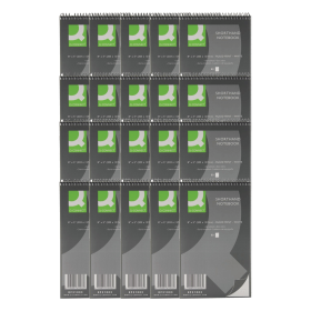 Q Connect Shorthand Notebook Wirebound 60gsm Ruled 160 Pages 203mm x 127mm Grey 20 Pack 121084 F