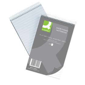 Q Connect Shorthand Notebook Wirebound 60gsm Ruled 300 Pages 203mm x 127mm Grey 10 Pack 121398 F