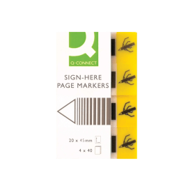 Q Connect Sign Here Page Markers 20x45mm Yellow 160 Pack KF01979 126536 F