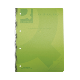 Q Connect Spiral Bound Polypropylene Notebook 160 Pages A4 Green 5 Pack 137189 F