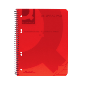 Q Connect Spiral Bound Polypropylene Notebook 160 Pages A5 Red 5 Pack 106963 F