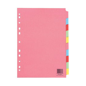 Q Connect Subject Divider 10 Part 160gsm A4 25 Pack Assorted KF26082Q 493669 F