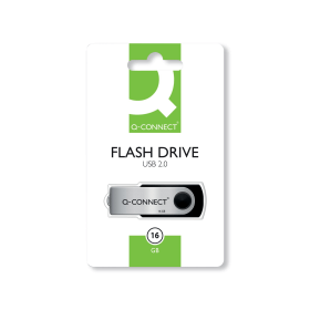 Q Connect USB 2.0 16GB Swivel Flash Drive Silver Black 370749 F
