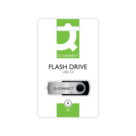 Q Connect USB 2.0 4GB Swivel Flash Drive Silver Black 370750 F