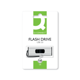 Q Connect USB 3.0 128GB Slider Flash Drive Silver Black 487289 F