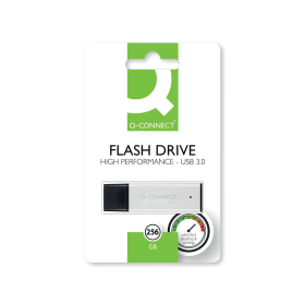 Q Connect USB 3.0 256GB High Performance Flash Drive Black Silver 766965 F