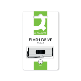 Q Connect USB 3.0 32GB Slider Flash Drive Silver Black 448056 F