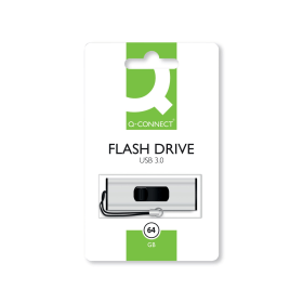 Q Connect USB 3.0 64GB Slider Flash Drive Silver Black 448057 F