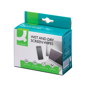 Q Connect Wet and Dry Wipes 20 Pack 192607 F