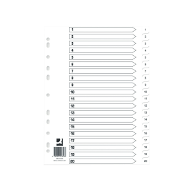 Q Connect White Index Dividers 1 20 10 Pack 565424 F