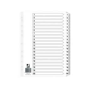 Q Connect White Index Dividers 1 20 10 Pack 565430 F