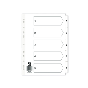 Q Connect White Index Dividers 1 5 50 Pack 565428 F