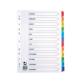 Q Connect White Multicoloured Index Dividers January December 115772 F