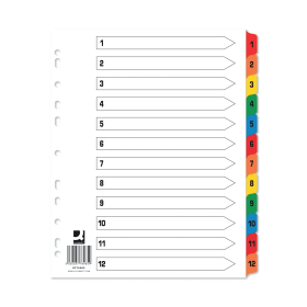 Q Connect White Multicoloured Wide Index Dividers 1 12 25 Pack 610368 F