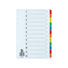 Q Connect White Multicoloured Wide Index Dividers 1 12 448035 F