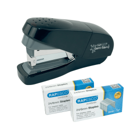 Rapesco Germ Savvy Eco Flat Clinch Stapler With 2000 Staples 30 Sheets Black 1688 761603 F
