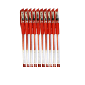 Red Gel Pens Transparent Barrel 0.5mm Line Red 10 Pack 193504 F