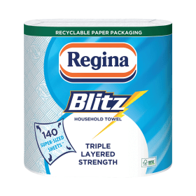 Regina Blitz Household Towels Twin Pack 70 Sheets Per Roll 3 Ply White 2 Pack 793748 F