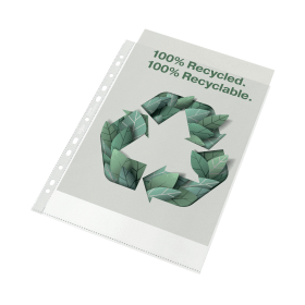 Rexel 100 Recycled Punched Pocket A4 Clear 100 Pack 606375 F