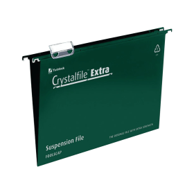Rexel Crystalfile Suspension File Extra 15mm Foolscap Green 25 Pack 113737 F