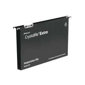 Rexel Crystalfile Suspension File Extra 30mm Foolscap Black 25 Pack 132452 F