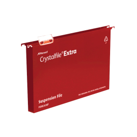 Rexel Crystalfile Suspension File Extra 30mm Foolscap Red 25 Pack 111849 F