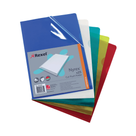Rexel Nyrex Cut Flush Folders A4 Assorted 25 Pack 104008 F