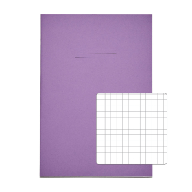 Rhino A4 Exercise Book 64 Pages 32 Leaf Purple 7mm Squared 50 Pack 400879 F