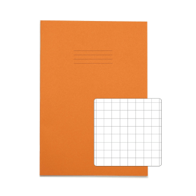 Rhino A4 Exercise Book 80 Page 10mm Squares Orange Contract 50 Pack 918349 F