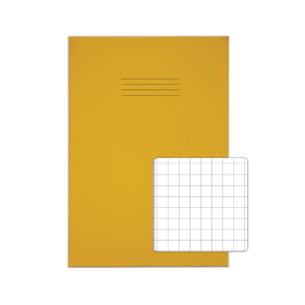 Rhino A4 Exercise Book 80 Page 10mm Squares Yellow Contract 50 Pack 918350 F