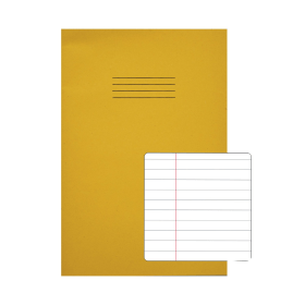 Rhino A4 Exercise Book 8mm Ruled 80 Pages Yellow 50 Pack 393832 F