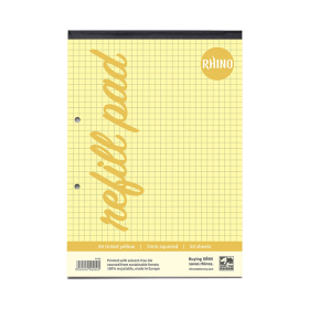Rhino A4 Refill Pad 100 Pages Squared Yellow 36 Pack 813505 F