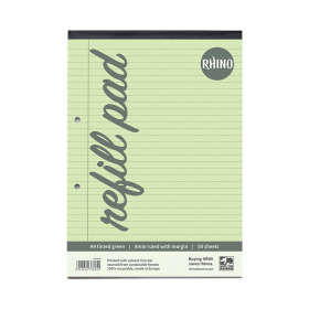 Rhino A4 Ruled Margin Refill Pad 100 Pages Green 6 Pack PHAGFM 0 457393 F