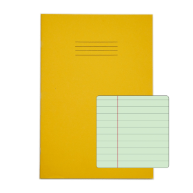 Rhino A4 Special Exercise Book 48 Page Yellow with Tinted Green Paper F8M 10 Pack 457362 F