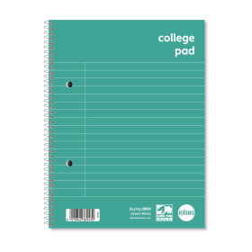 Rhino College Pad Wirebound Ruled 140 Pages A5 Green 10 Pack PRCPA5C 8 594574 F