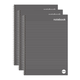 Rhino Everyday Book Wirebound Ruled 160 Pages A4 Black 3 Pack 780413 F