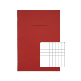 Rhino Exercise Book 80 Page 10mm Squares 330mm x 229mm Red Contract 50 Pack 918343 F