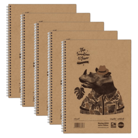 Rhino Recycled Notebook Wirebound Ruled 160 Pages A4 Brown 5 Pack 433939 F