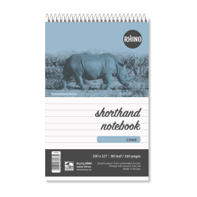 Rhino Shorthand Notepad Wirebound 60gsm Ruled 200mm x 127mm 160 Pages 10 Pack 594304 F